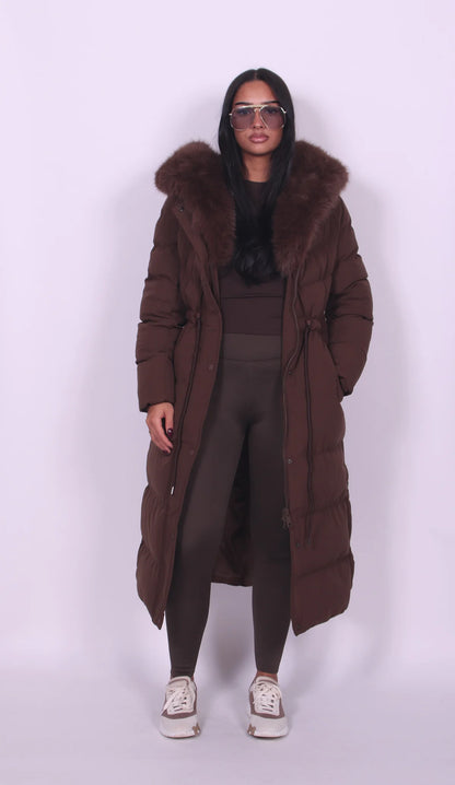 Fur Hooded Longline Coat